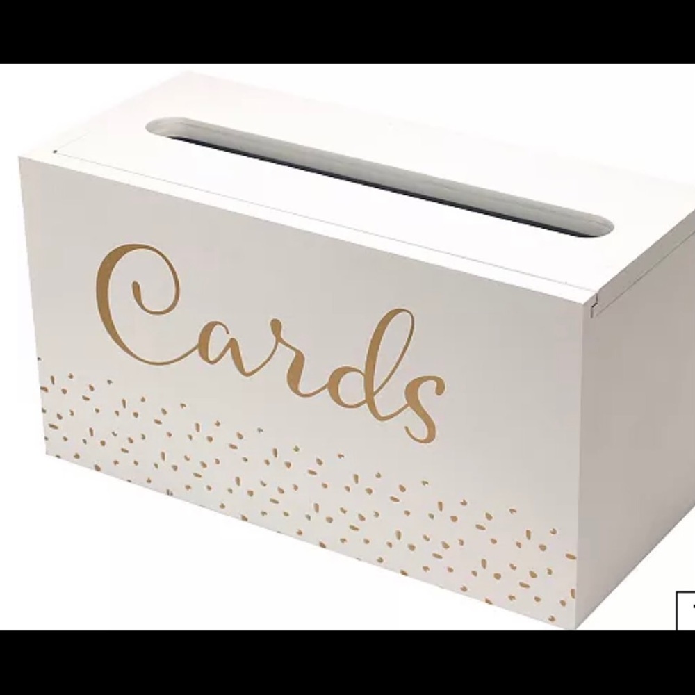 White Card box w gold accents for wedding/parties